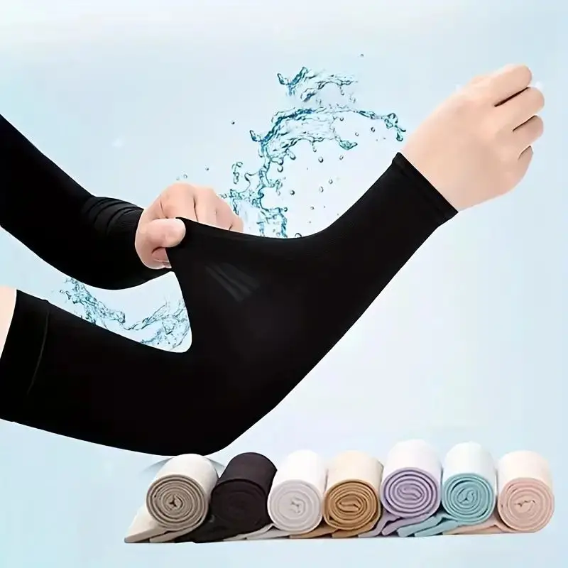 Sun Protection Ice Cooling Silk Arm Covers - Image 2
