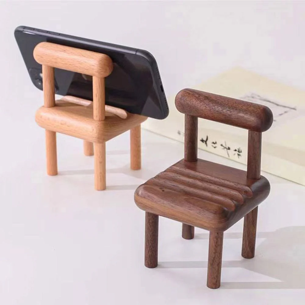 Vintage Wooden Chair Phone Stand - Image 1