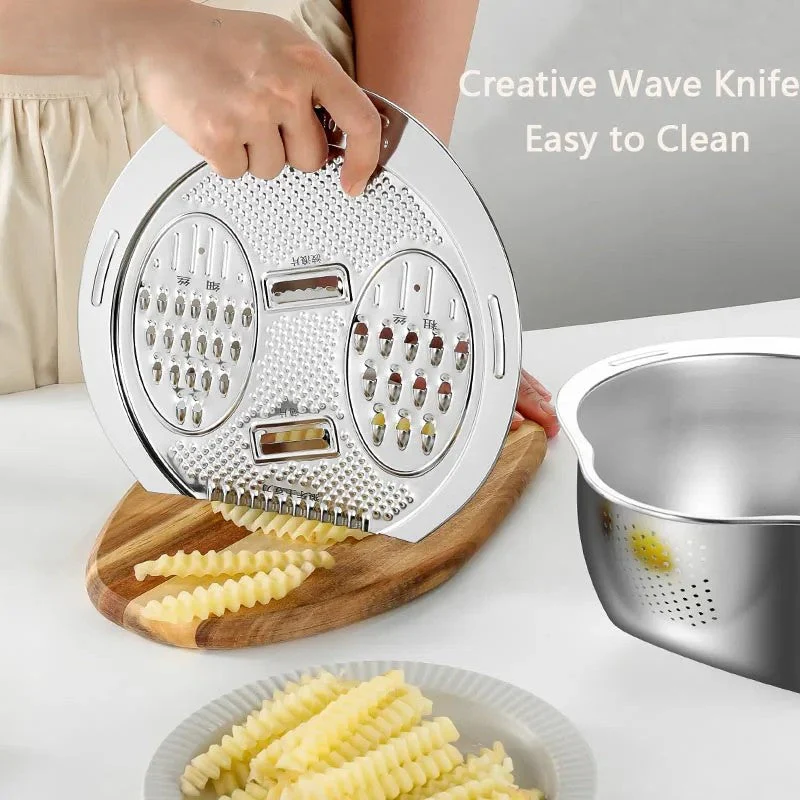All-in-One Stainless Steel Kitchen Drain Slicer Bowl - Image 2
