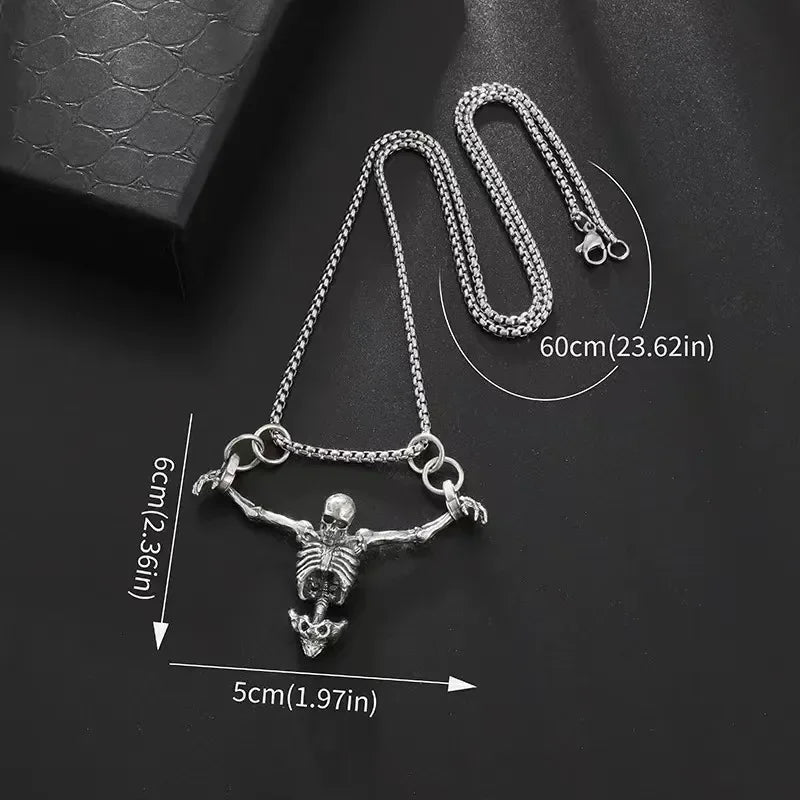 Silver Skeleton Pendant Chain Necklace - Image 3