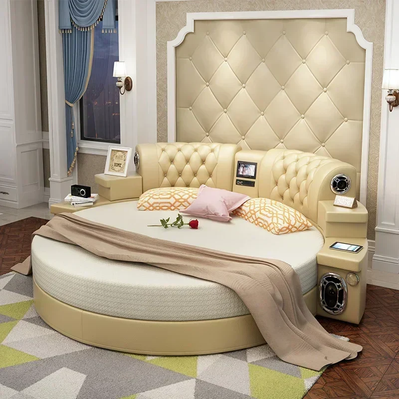 Techy Smart Large Round Leather Bed - Image 2