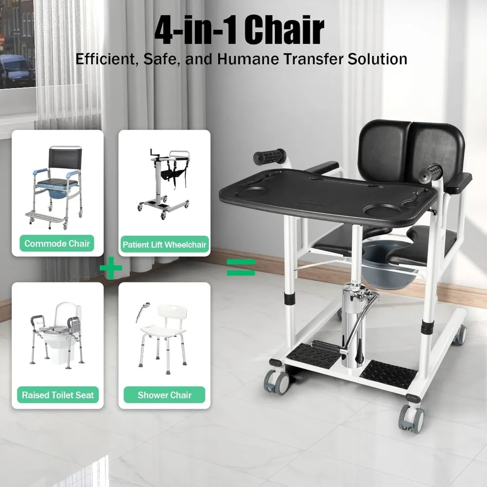 4-in-1 Shower & Transport Hydraulic Patient Lift Nursing Chair - Image 2