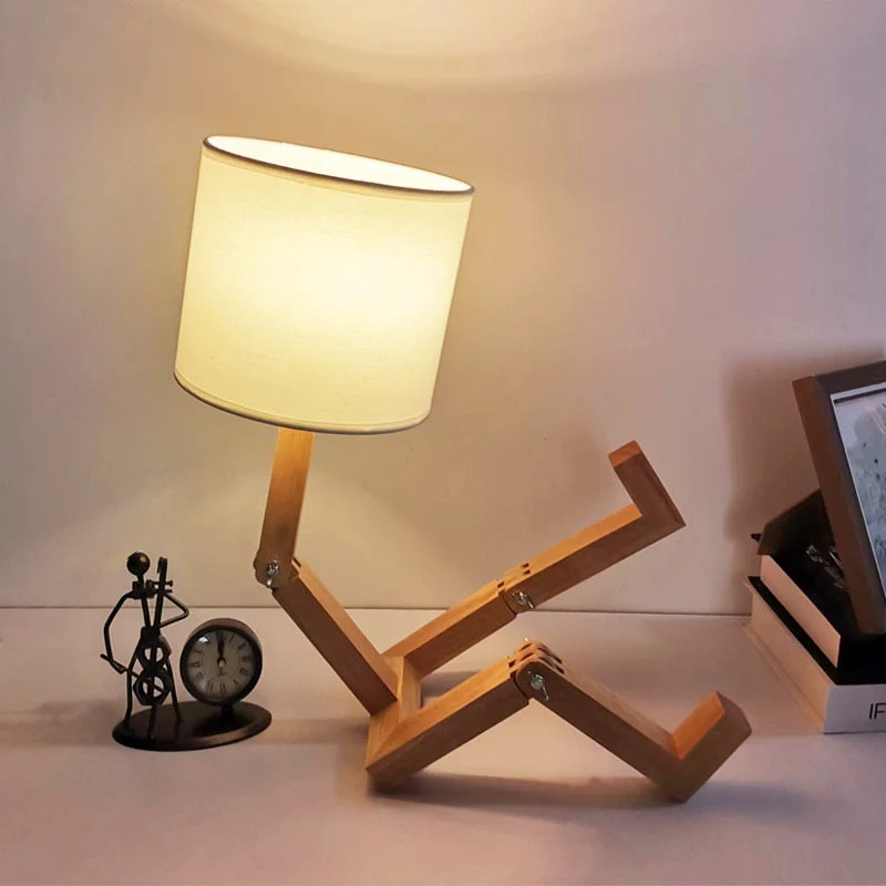 Thinker Wooden Robot Modern Night Lamp - Image 2