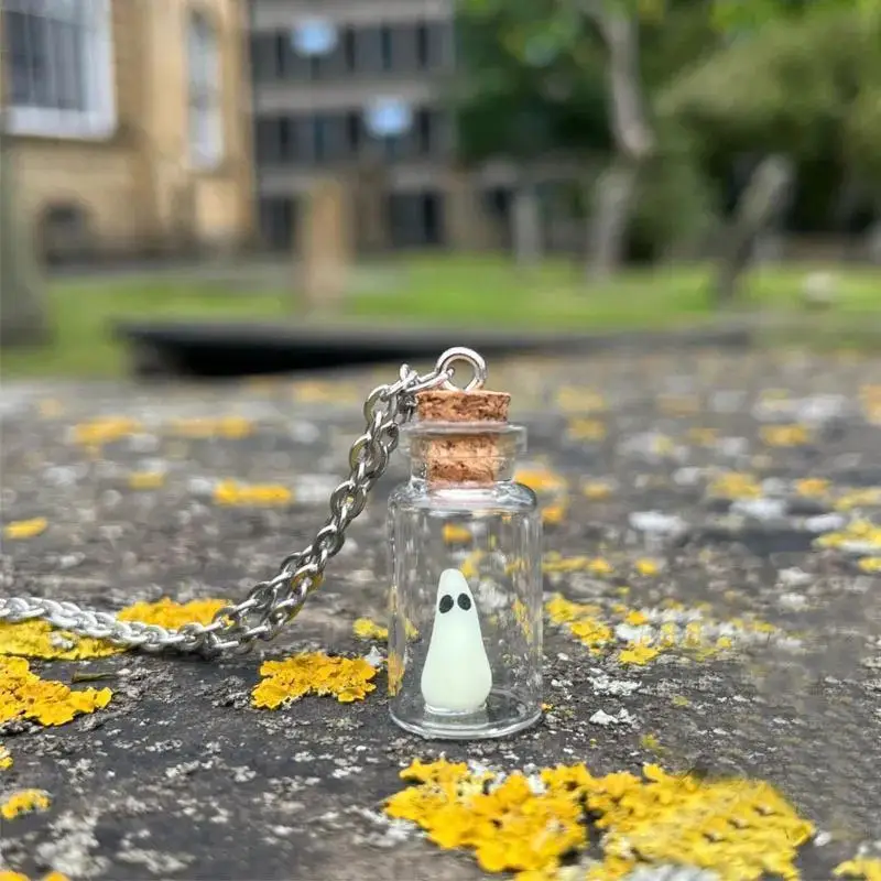 Glowing Captured Spooky Ghost Bottle Necklace - Image 2