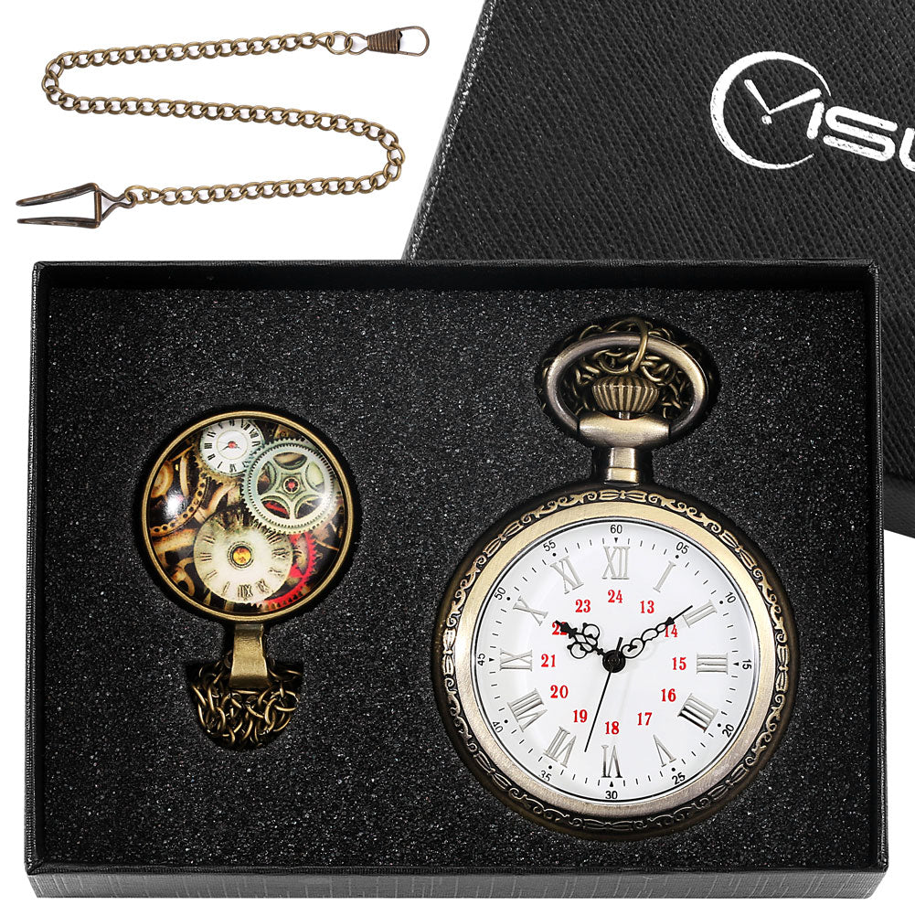 Digital Stainless Steel Pocket Watch Gift Set - Image 2