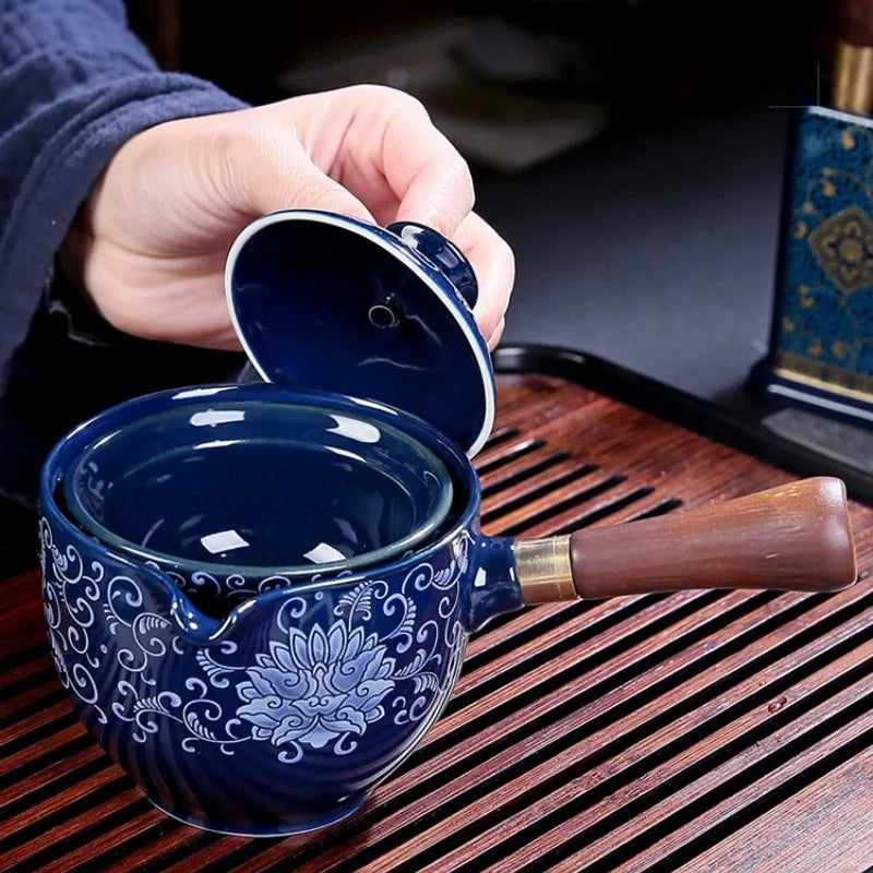 Traditional Harmony Ceramic Rotating Teapot - Image 2