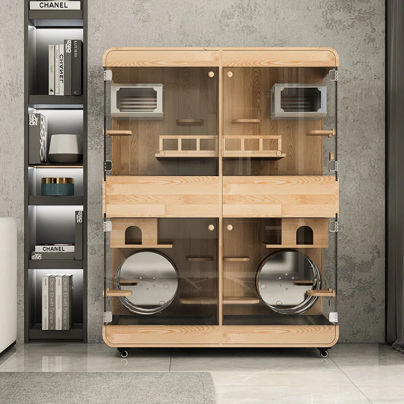 Dreamscape Panoramic Transparent Solid Wood Pet House - Image 2