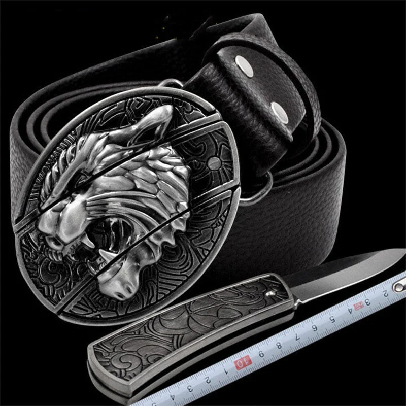 Self Defense Mini Knife Leather Belt - Image 2
