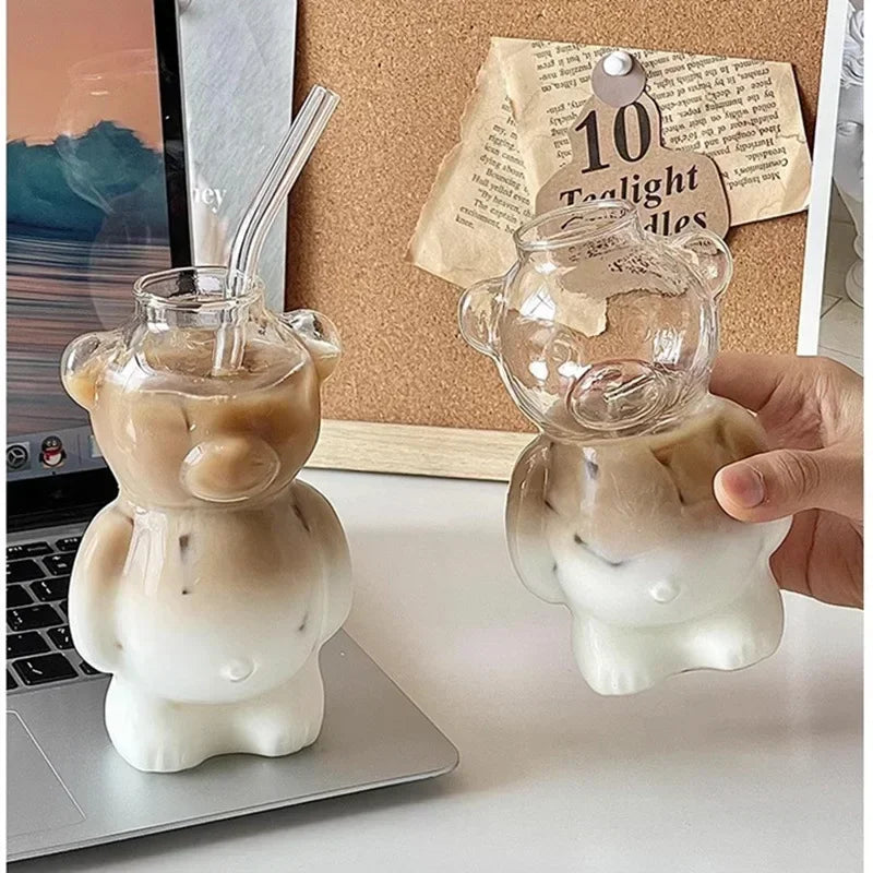 Happy Bear Glass Coffee Mug - Image 3