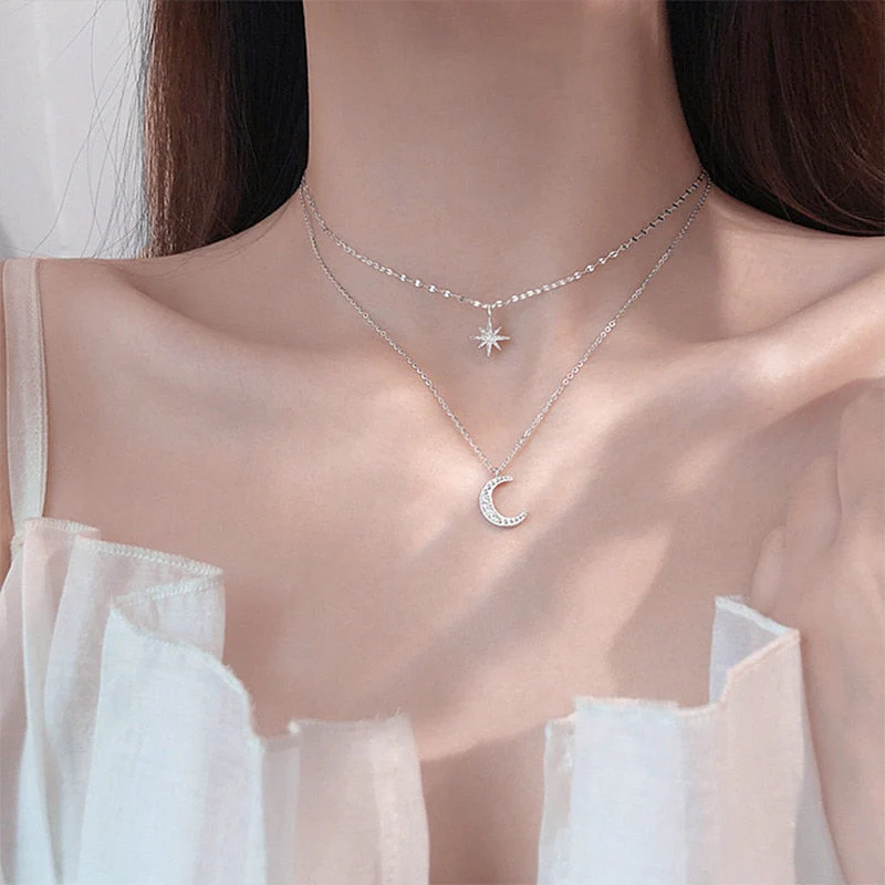 Dreamy Wings Silver Double Layer Necklace - Image 3