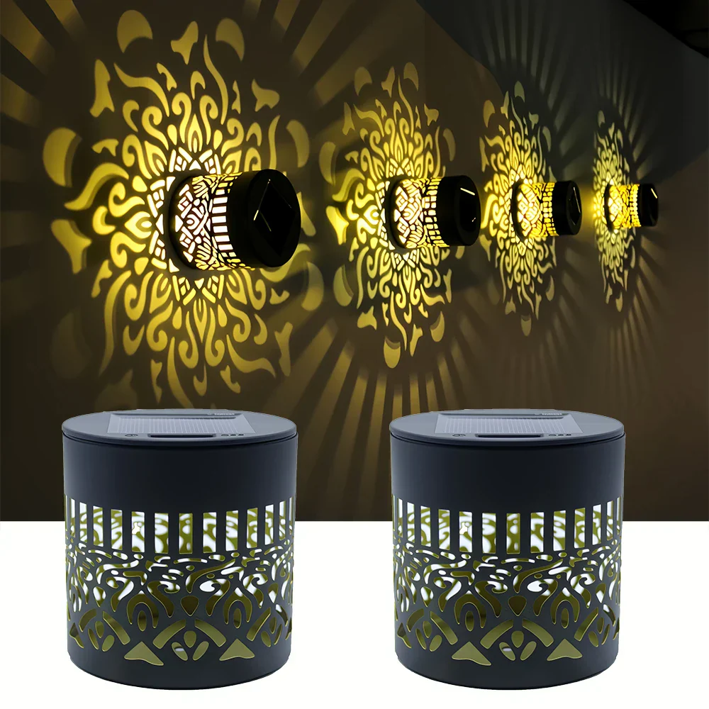 Geometric Pattern Decorative Solar Garden Wall Light - Image 3