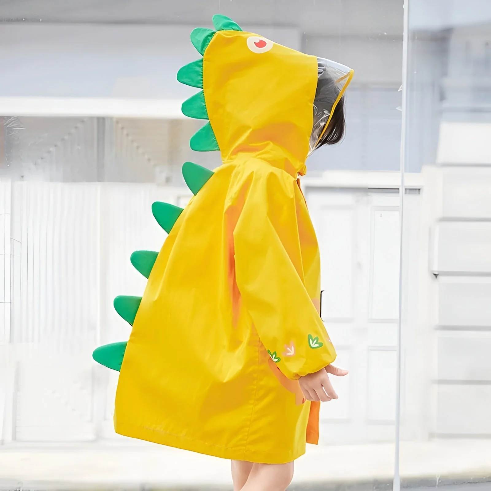 Happy Dinosaur Outdoor Hooded Kids Raincoat - Image 2
