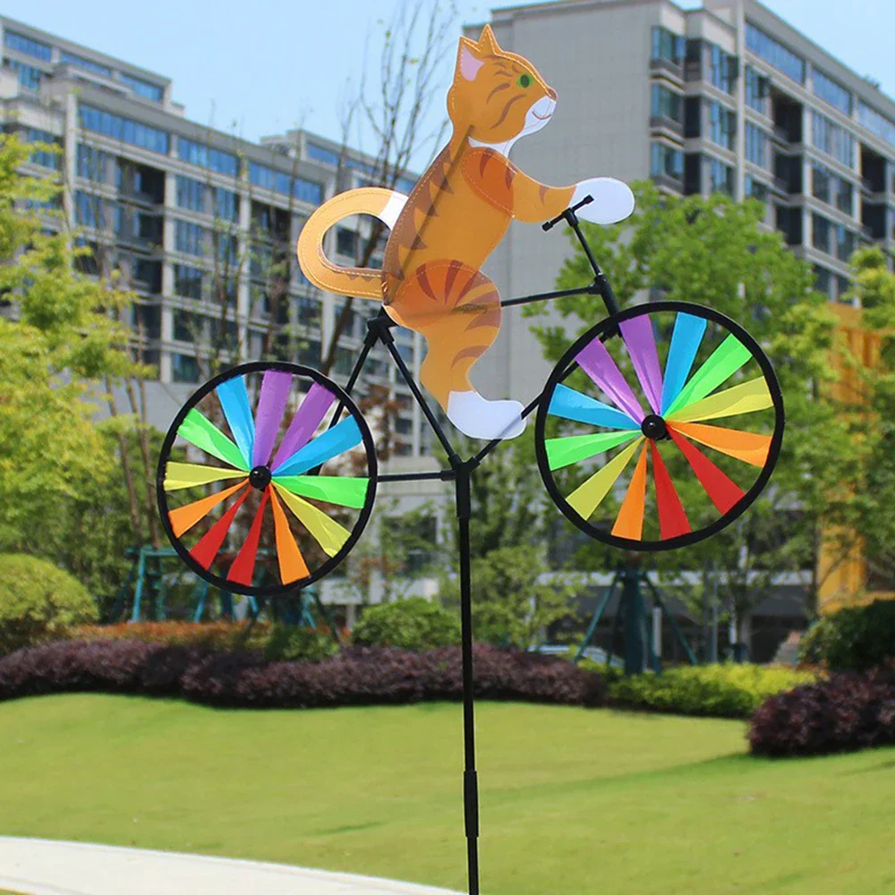 Rainbow Bicycle Cat Garden Decor - Image 3