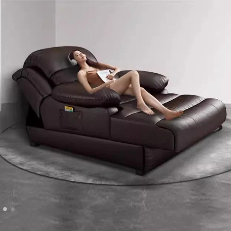 Premium Italian Leather Reclining Lounge Chair - Image 2