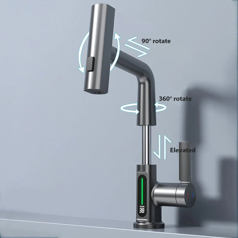 Modern Sleek Waterfall Temperature Display Faucet - Image 2