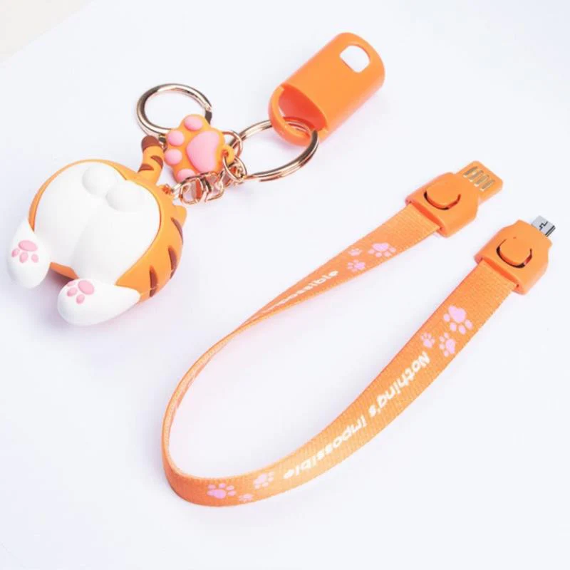 Cute Cat Universal Phone Charger Keychain - Image 1