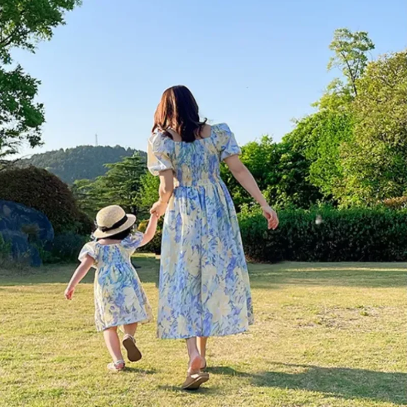 Summer Floral Chiffon Mother Daughter Dress Set - Image 3