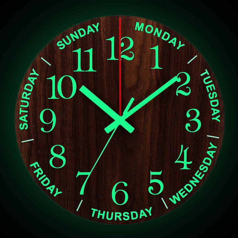 Nordic Luminous Wood Silent Wall Clock - Image 2
