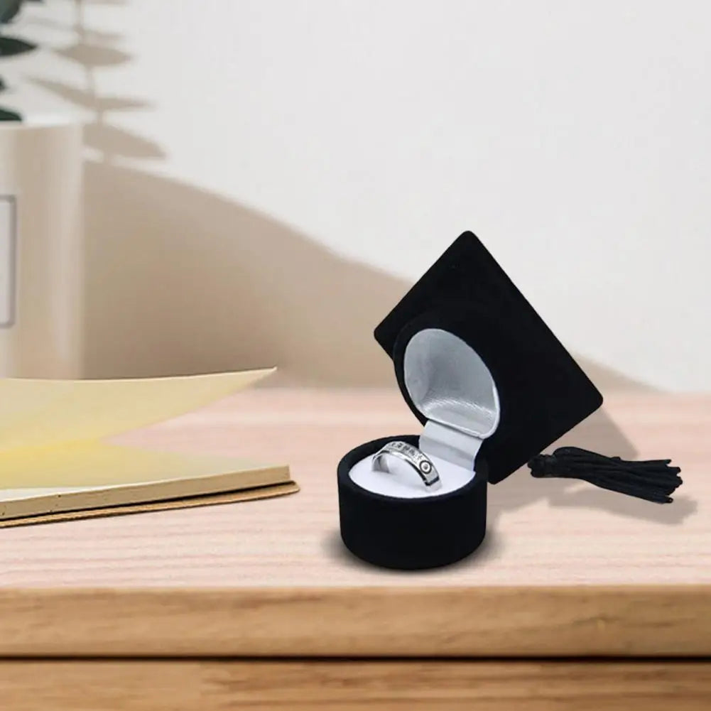 Graduation Cap Shaped Flannel Jewelry Ring Storage Box - Image 3