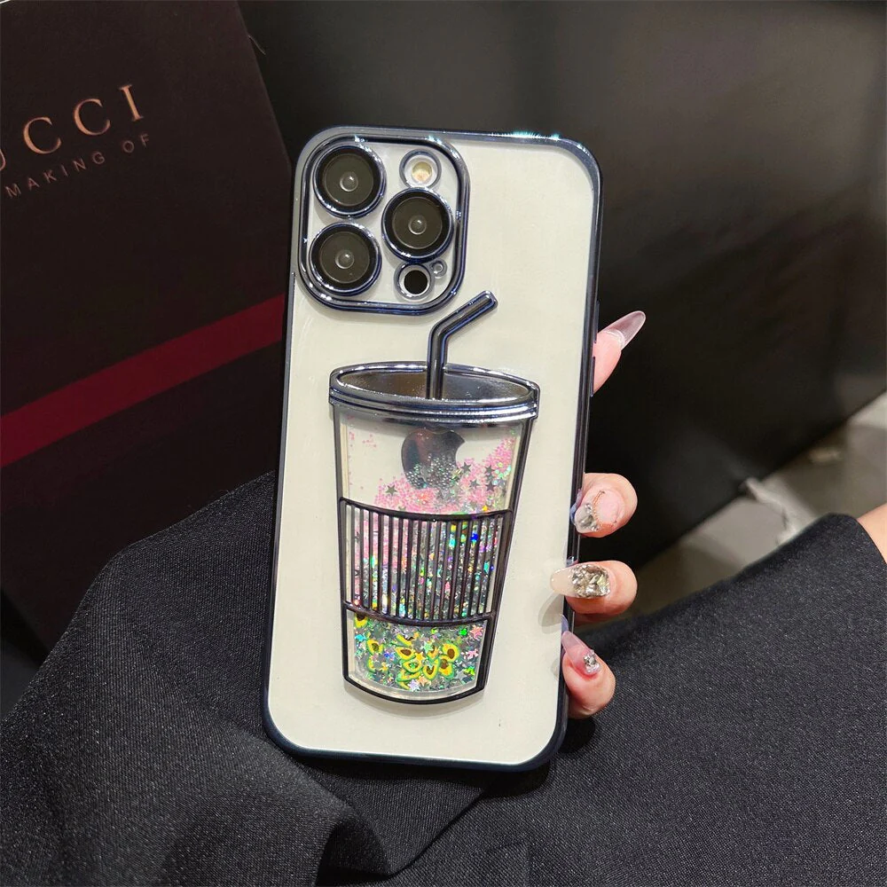 Glitter Star Drink Cup iPhone Case - Image 3