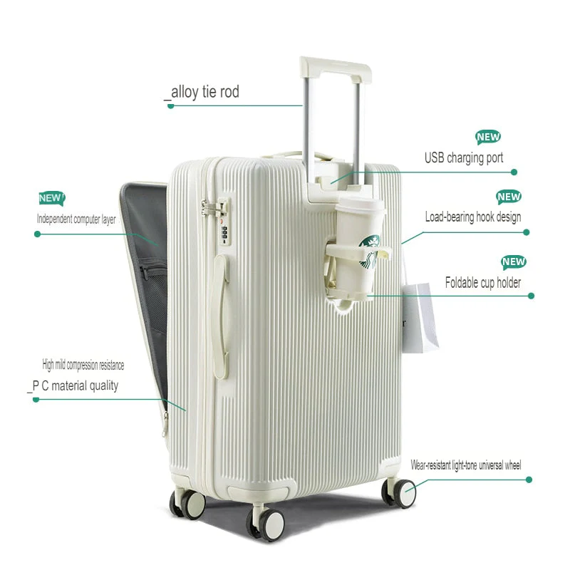 Multifunctional Password Protected Charge Easy Luggage - Image 2
