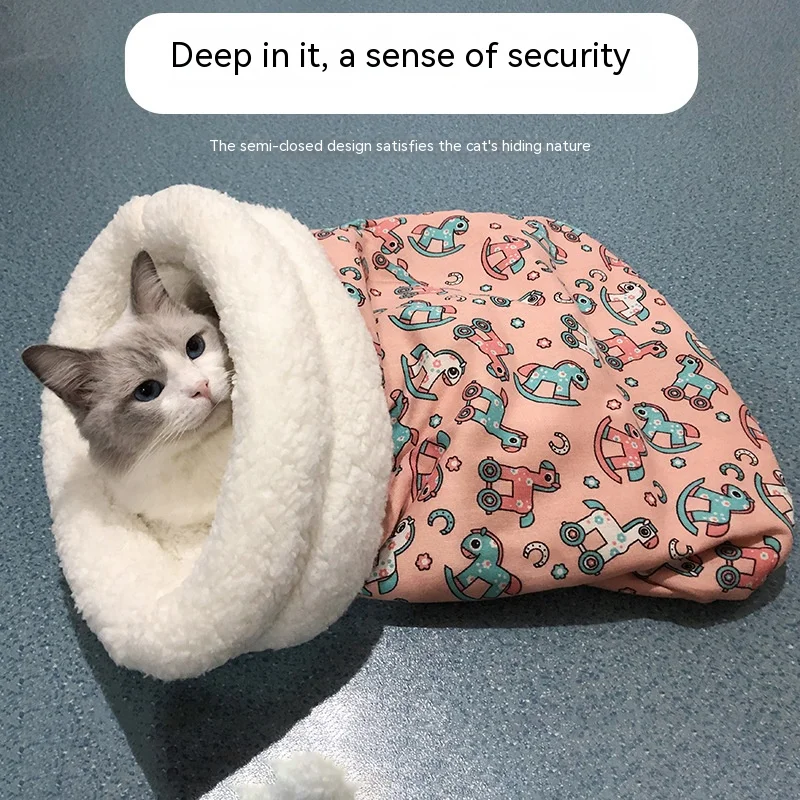 Cozy Thickened Winter Cartoon Cat Sleeping Bag - Image 3