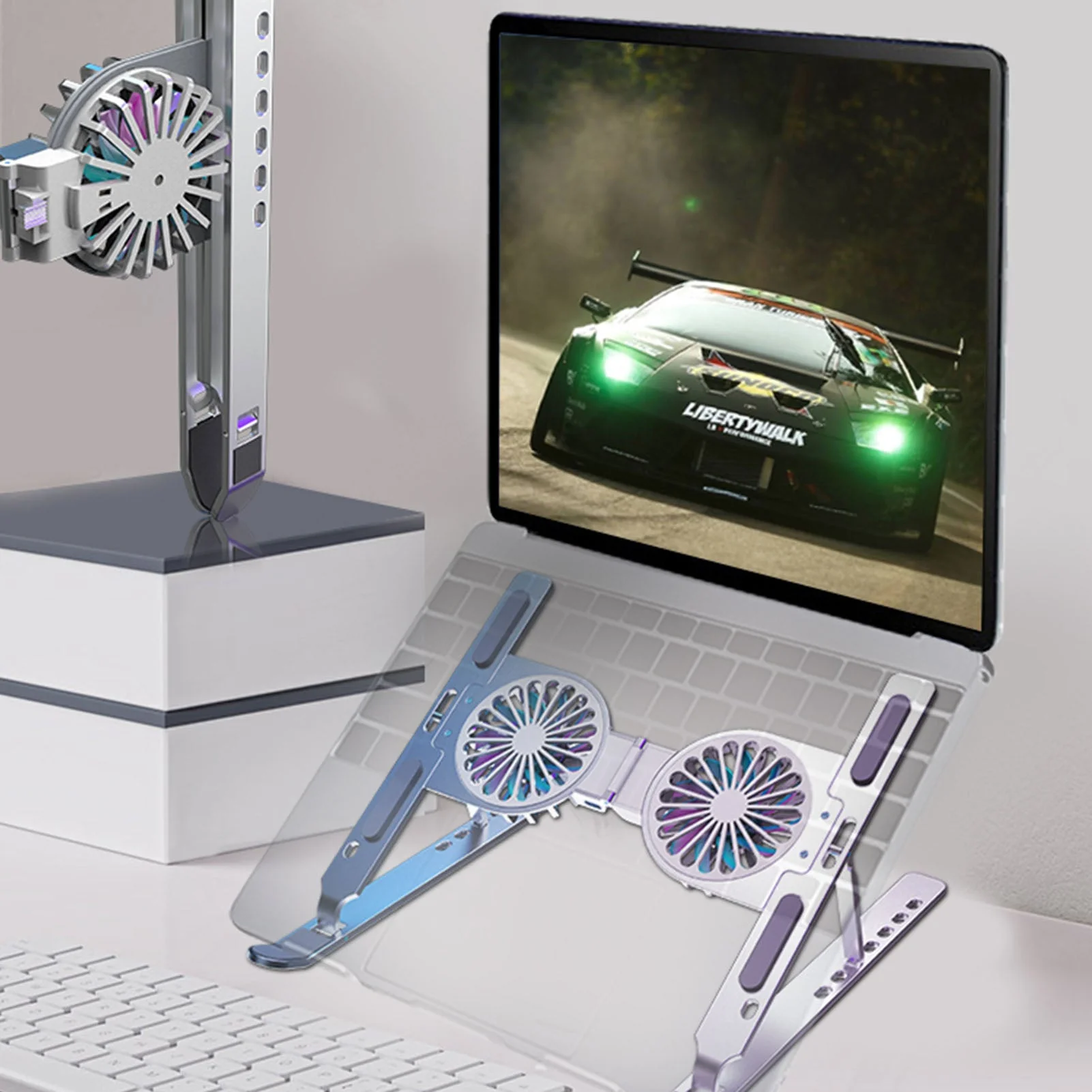 Foldable Dual Fan Laptop Cooler Stand - Image 1