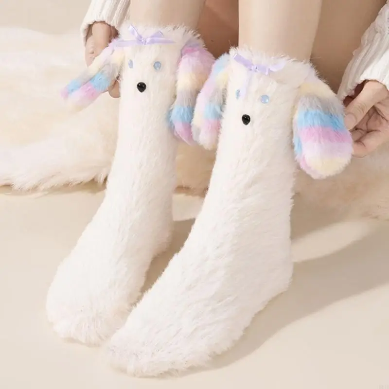 Soft Puppy Ears Fuzzy Warm Socks - Image 3