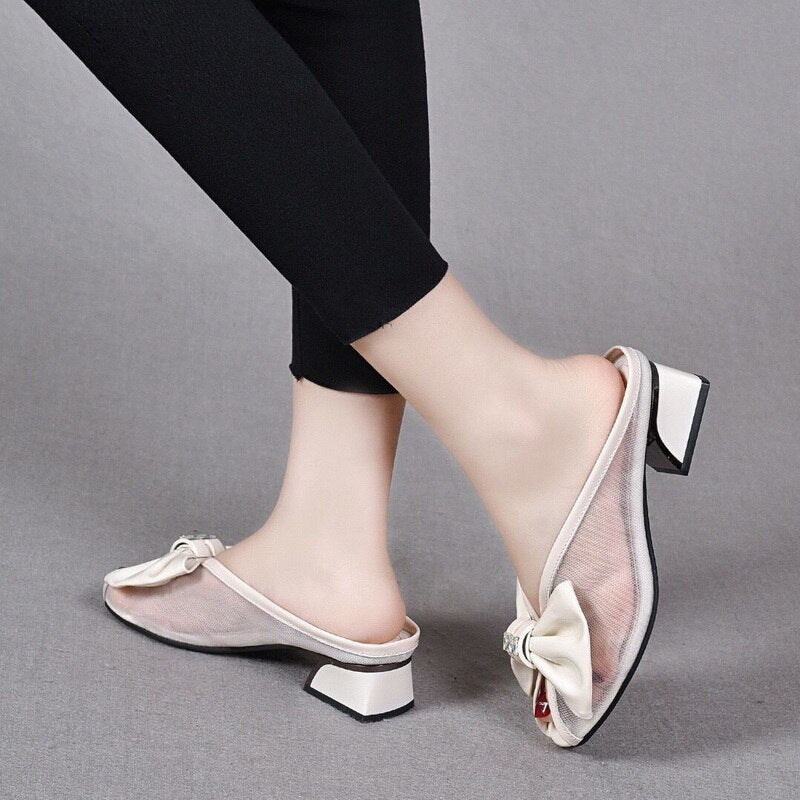 Comfy Walk Bowtie Small Sandal Heels - Image 2