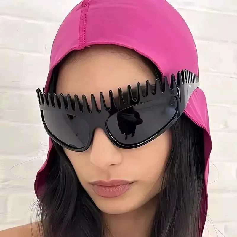 Futuristic Comb-Top Headband Sunglasses - Image 1