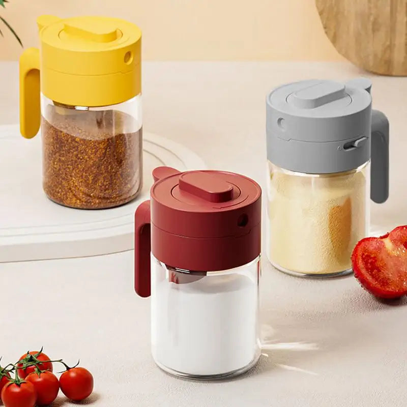 Transparent Glass Lockable Airtight  Seasoning Jar with Spoon - Image 3