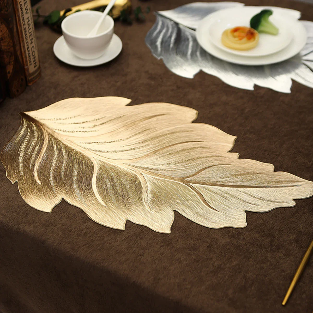 Gold Leaf Shape Decorative Serving Tray - Image 3