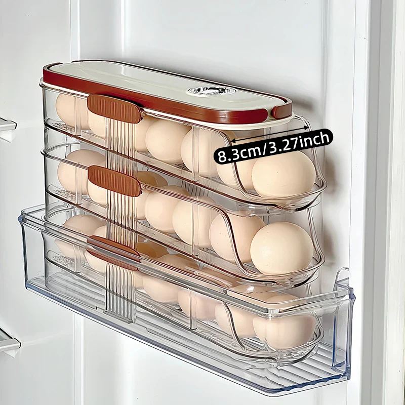 Fridge Organizer Automatic Rolling Transparent Egg Storage Box - Image 2