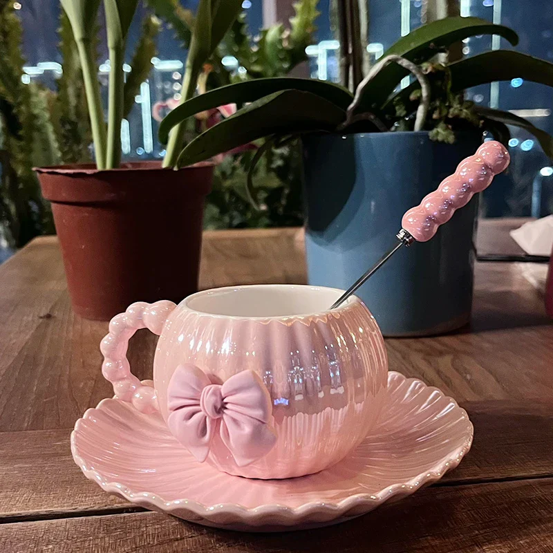 Pastel Bowknot Ribbed Teacup - Image 2