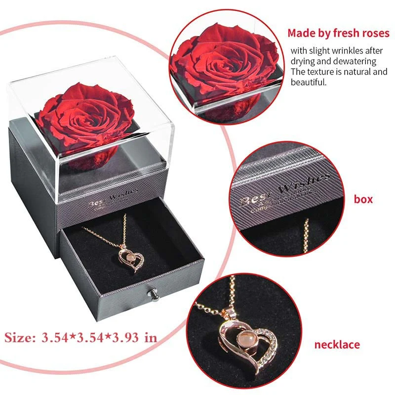 Natural Eternal Rose Necklace Jewelry Box - Image 2