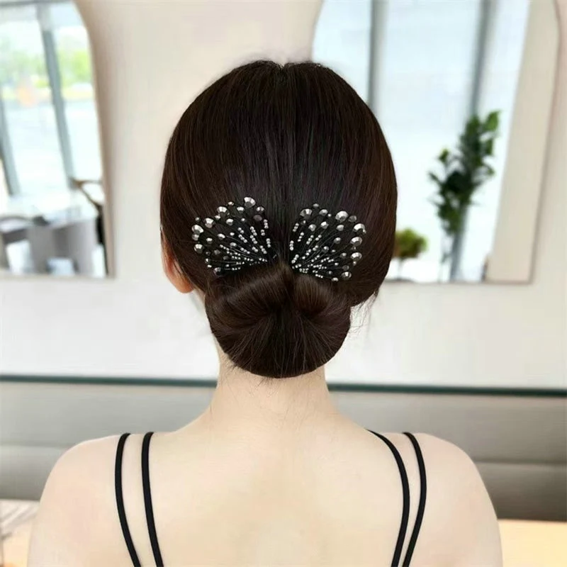 Korean Style Bow Hair Rhinestone Band - Image 2