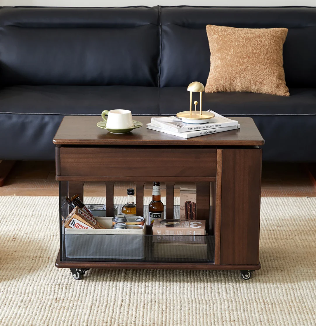 Walnut Wave Elegant Adjustable Rotating Side Table - Image 3