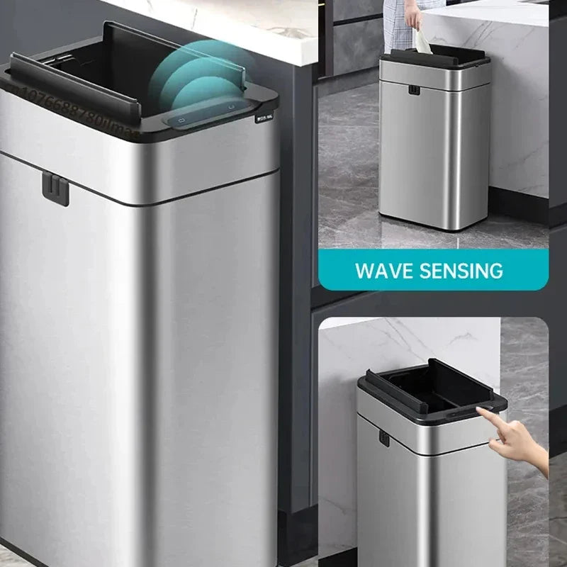Smart Stainless Steel Automatic Sensor Trash Bin - Image 2