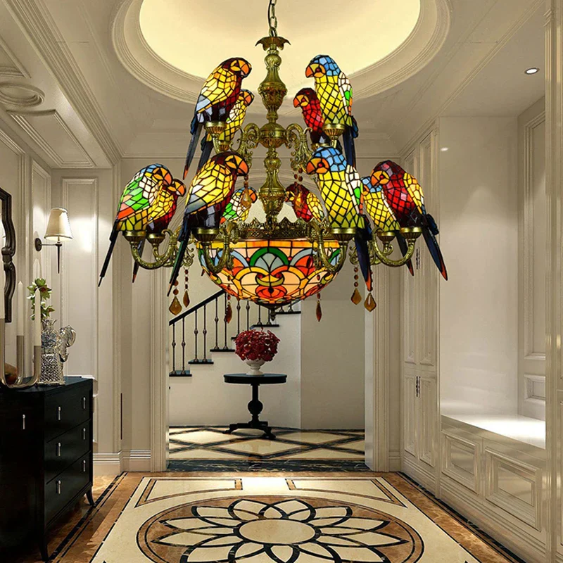 Antique Style Parrot Chandelier Lamp - Image 1