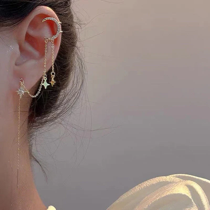 Sparkling Night Long Tassel Ear Clip - Image 1