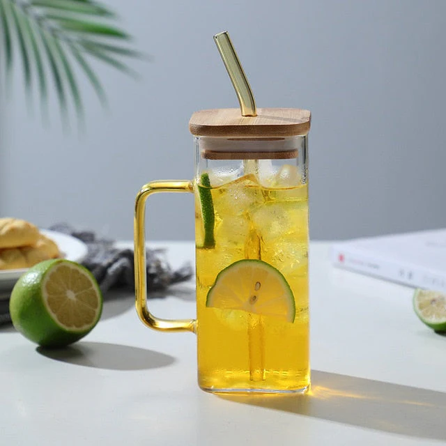 Stylish Square Large Capacity Mug with Straw - Image 2