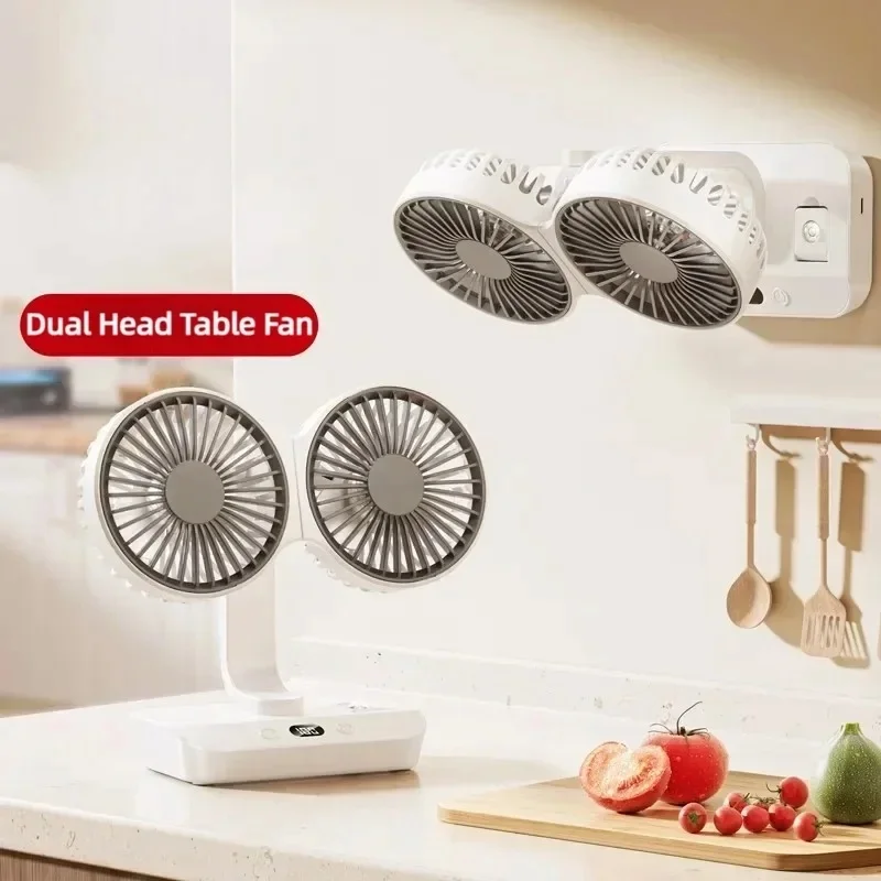 Adjustable Double-Head Portable Table Fan Night Lamp - Image 3