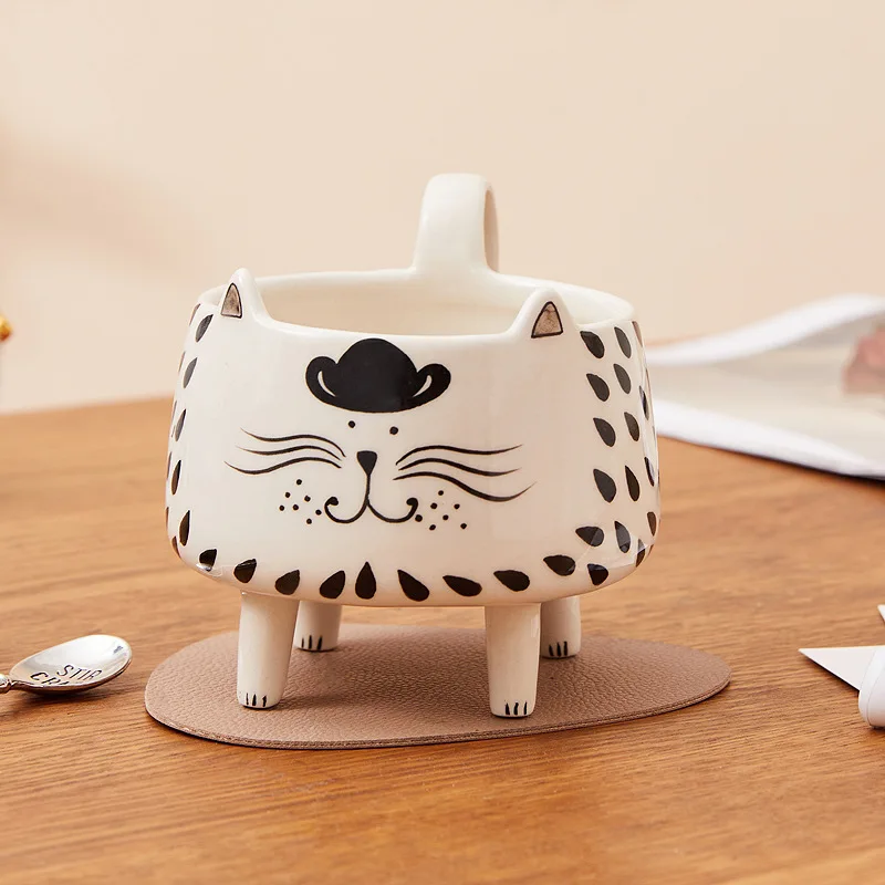 Happy Cat Long Legs Ceramic Mug - Image 2