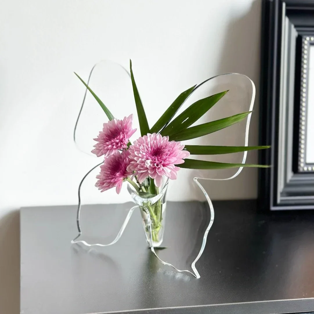 Artistic Butterfly Clear Flower Vase - Image 3