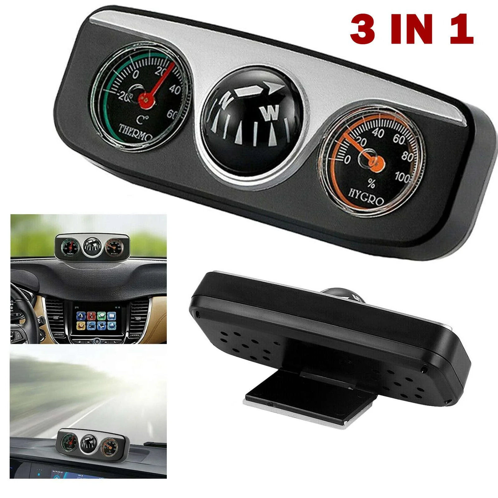 Stylish Retro Car Thermometer Compass - Image 3