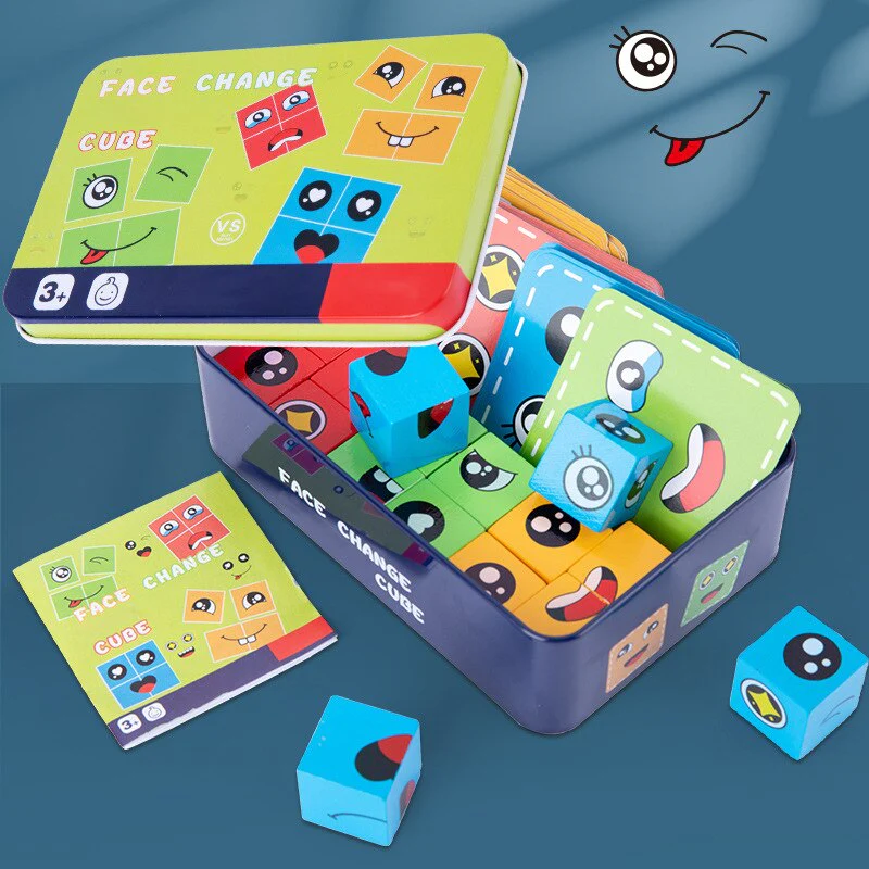 Expressive Face Montessori Cube Game - Image 3