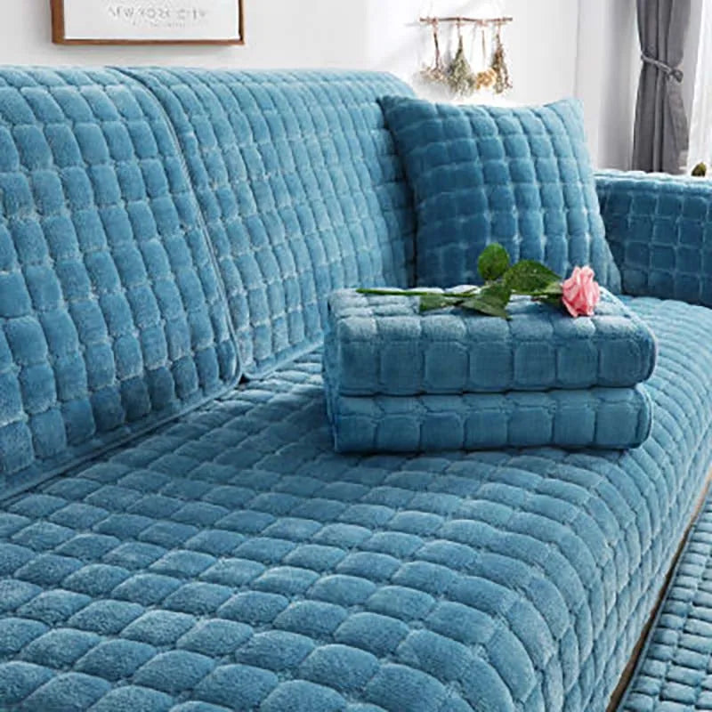 Cozy Soft Thick Plush Non-Slip Sofa Cover - Image 2