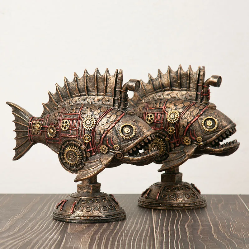 Steampunk Mechanical Blackfish Figurine - Image 2
