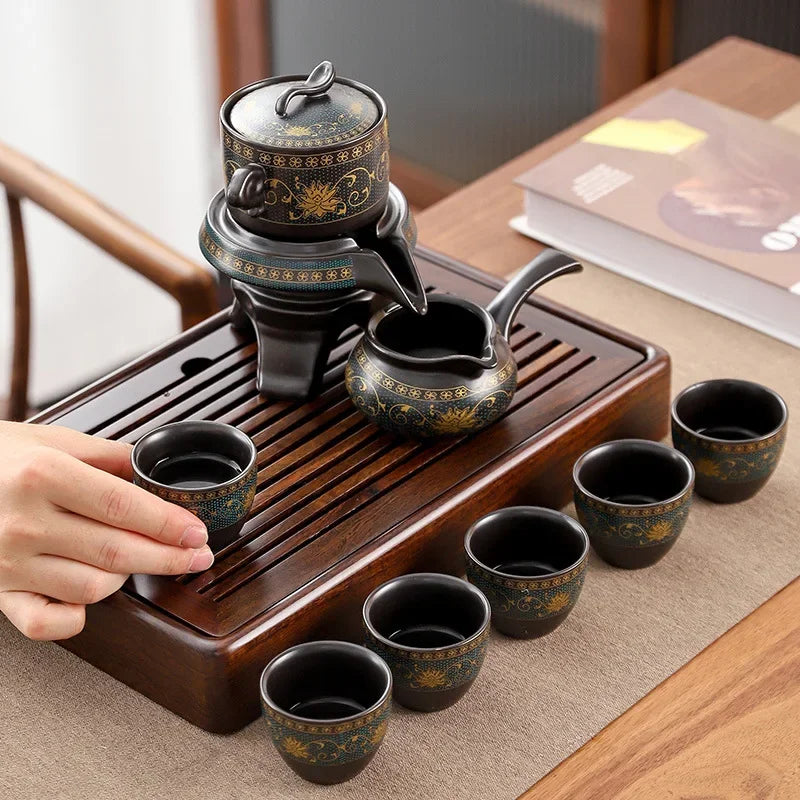 Royal Golden Porcelain Dragon Flow Tea Set - Image 3