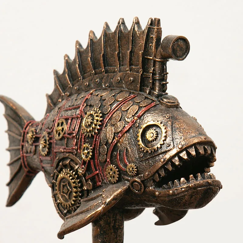 Steampunk Mechanical Blackfish Figurine - Image 3